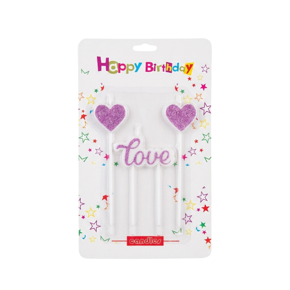 Kartelalı Kalpli Love Mum 2 Adet Mrb-5052 - 1