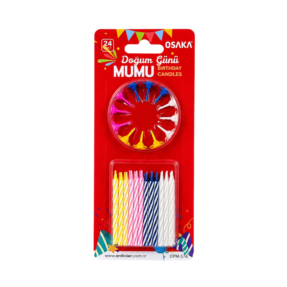 Osaka Pasta Doğum Günü Mumu 24 Lü Opm-576 - 1
