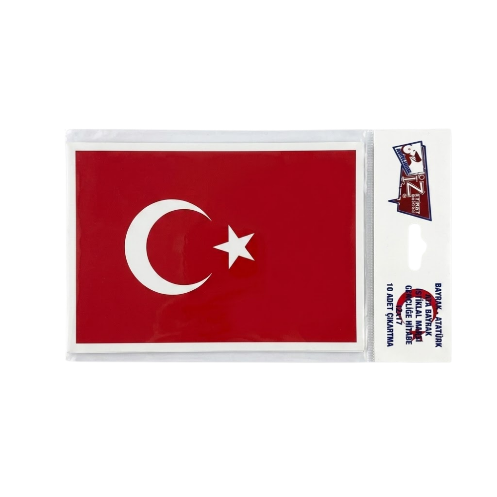 Toptan Bayrak Atatürk Çikartma 12x17 10 Lu - 1