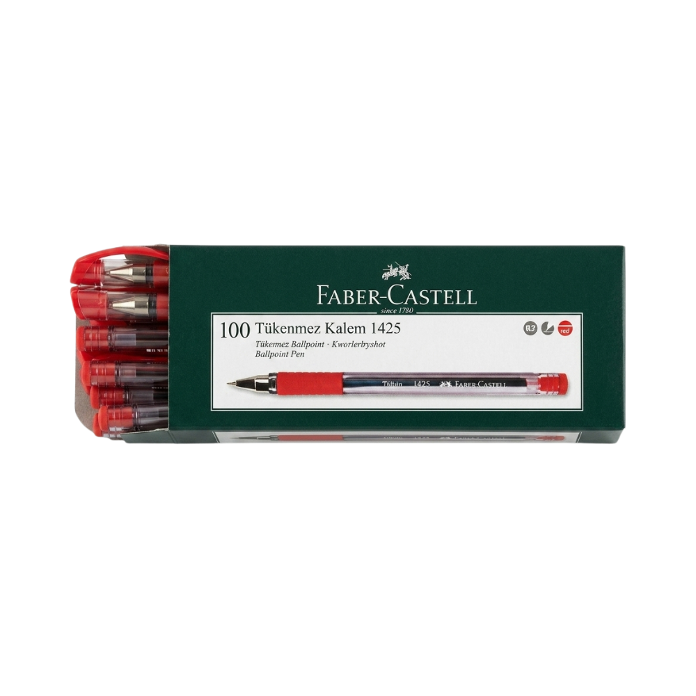Toptan Faber 1425 Kirmizi Tükenmez Kalem 10 Lu - 1