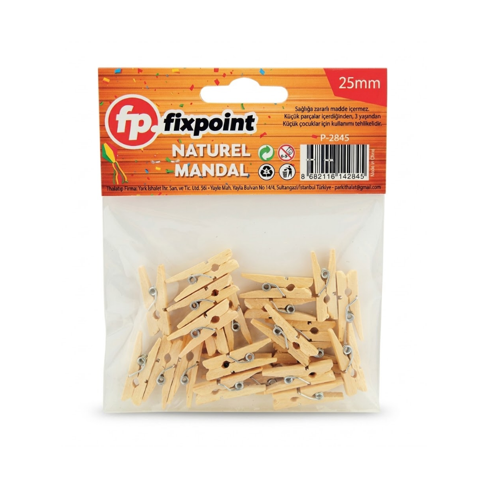 Toptan Fixpoint Ahşap Mandal Sade 12 Li P-2845 - 1