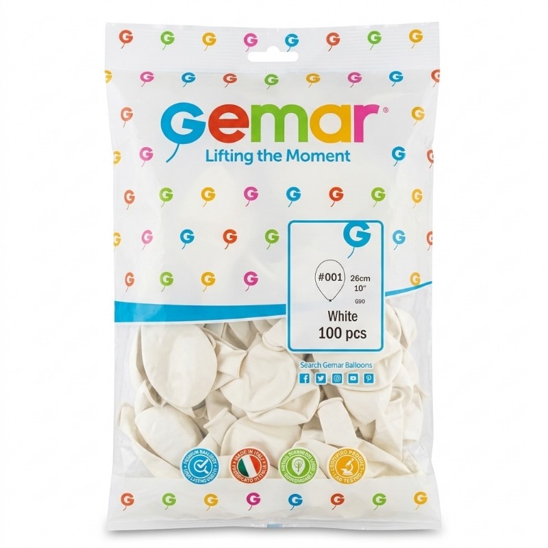 Toptan Gemar Beyaz Balon 001 100 Lü - 1
