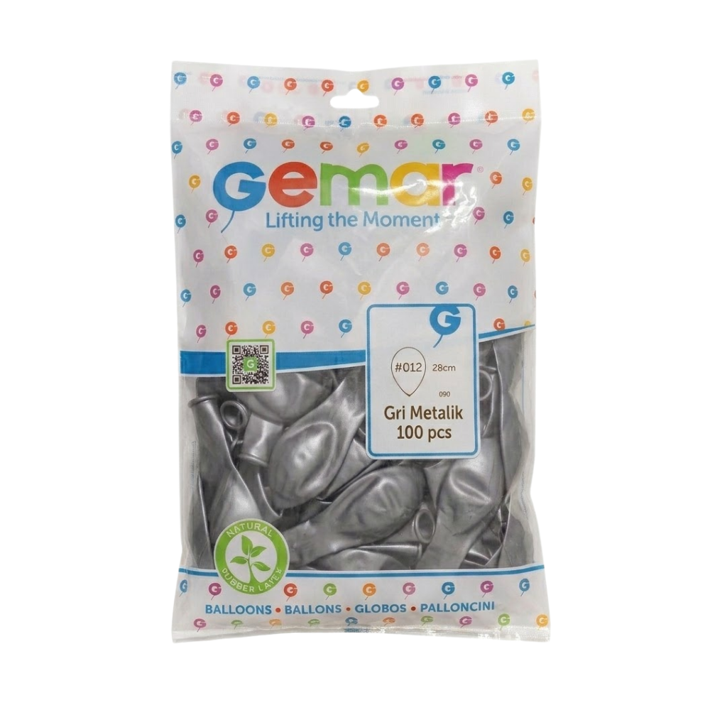 Toptan Gemar Metalik Gri Silver Balon 038 100 Lü - 1