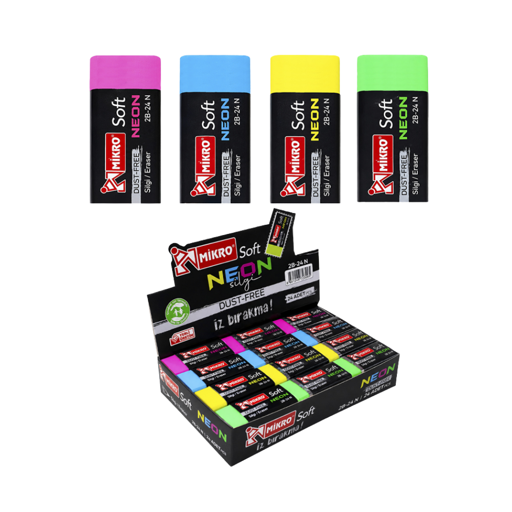 Toptan Mikro 2b-24 N Neon Soft Silgi 24 Lü - 1